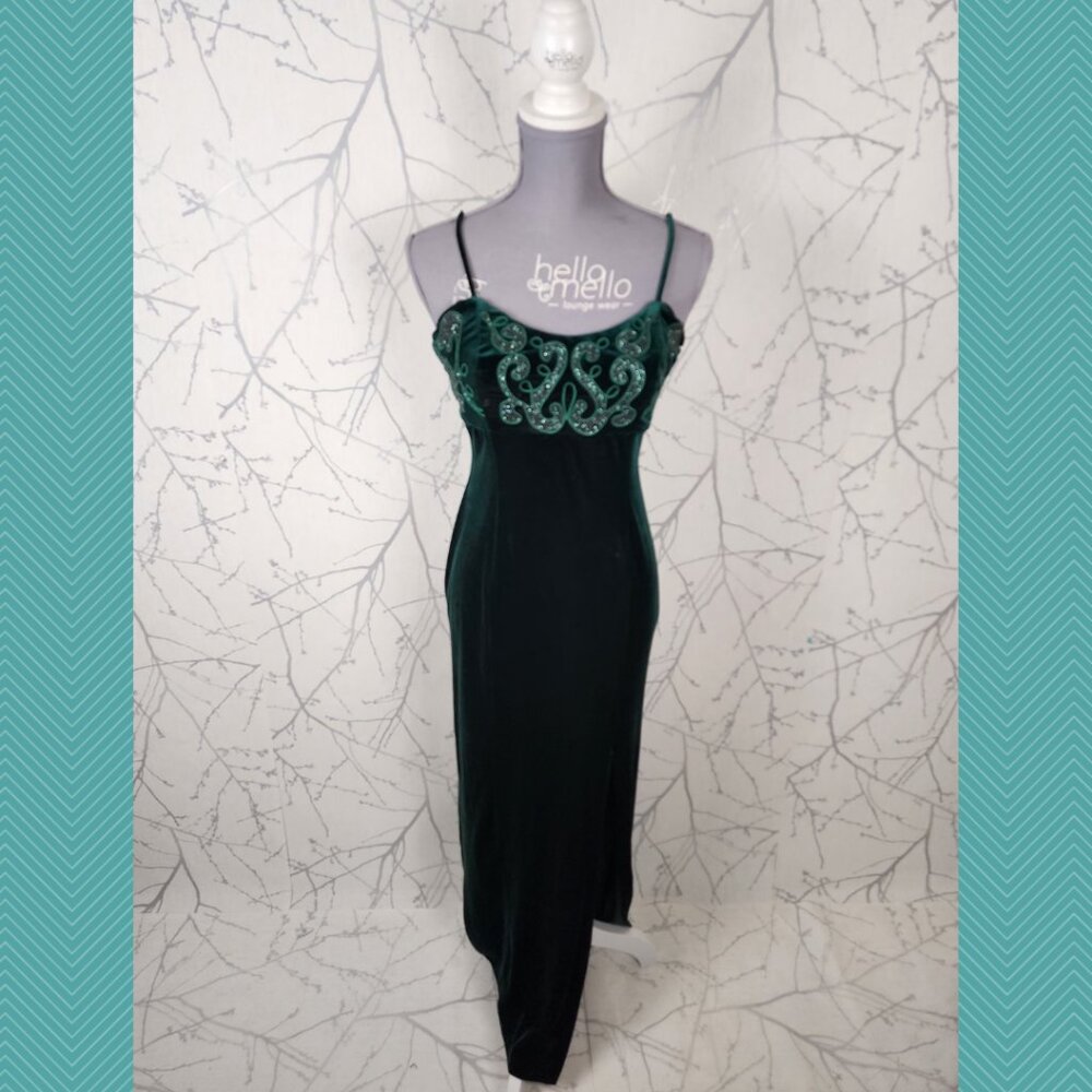 Dollar USA Velvet Sparkle Artsy Empire Waist Strappy Maxi Dress